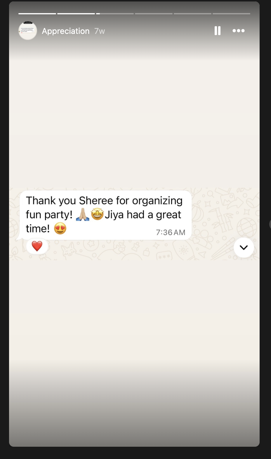 Parent message: Thank you Sheree for organizing fun party! Jiya had a great time!